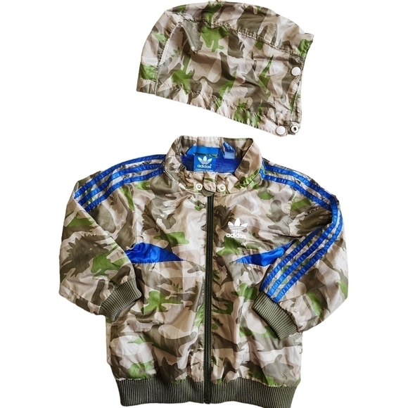 3/$15 Adidas Camouflage Windbreaker Jacket with Removable Hood - 12 mos. - Picture 3 of 10